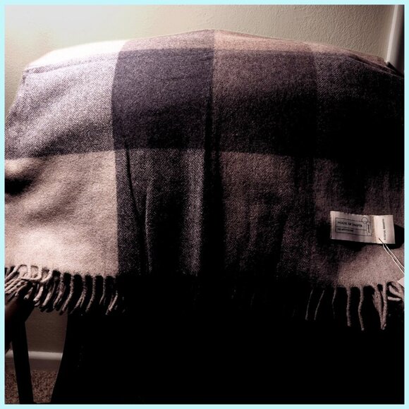 100% GENUINE Scottish Wool Blanket Import NEW WITH TAGS Block Check Herringbone - Picture 8 of 11